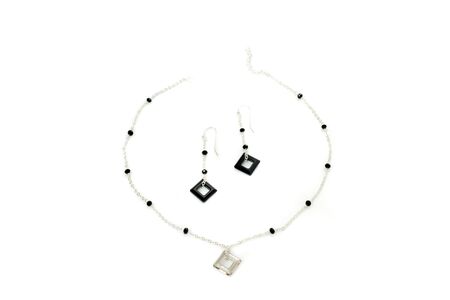 Necklace on a white background. Hand made.の写真素材