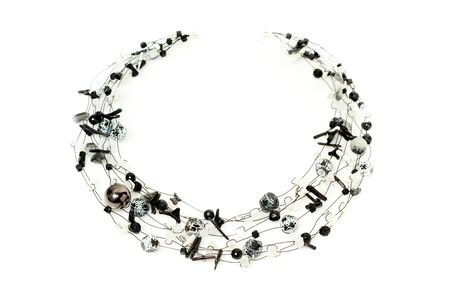 Necklace on a white background. Hand made.の写真素材