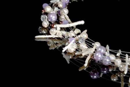 Necklace on a black background. Hand made.の写真素材