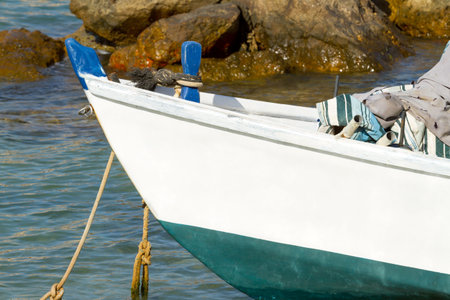  Old fishing  boat on the sea in Israel 