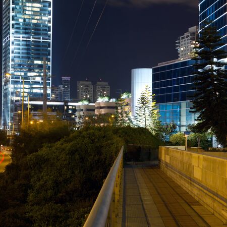 Tel Aviv at night panoramaの写真素材