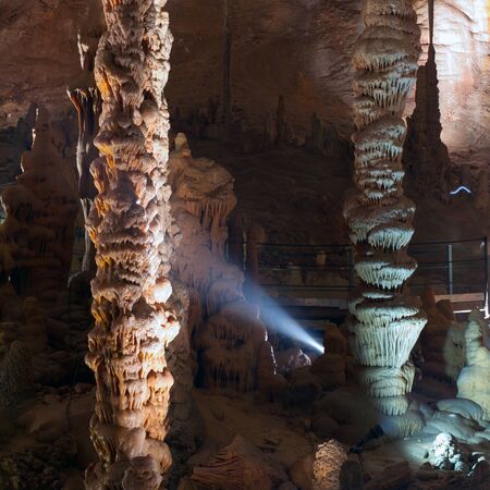 Stalactite stalagmite cavern. Stalactite cave in Israelの写真素材
