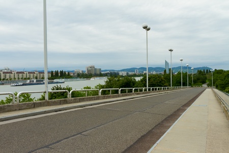 Bridge over the Danube riverの写真素材