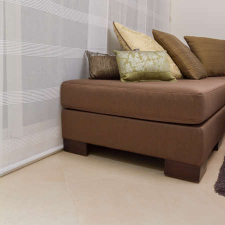 Living room with furnishings in a new houseの写真素材