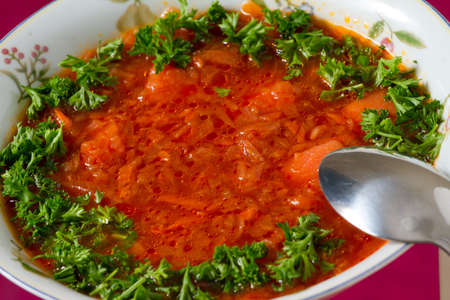  Borsch. Russian and Ukrainian red soup.の写真素材