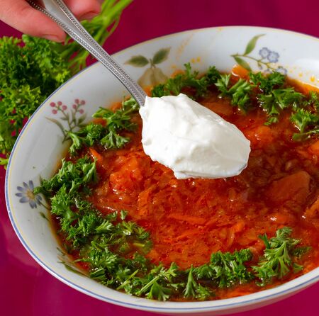  Borsch. Russian and Ukrainian red soup.の写真素材