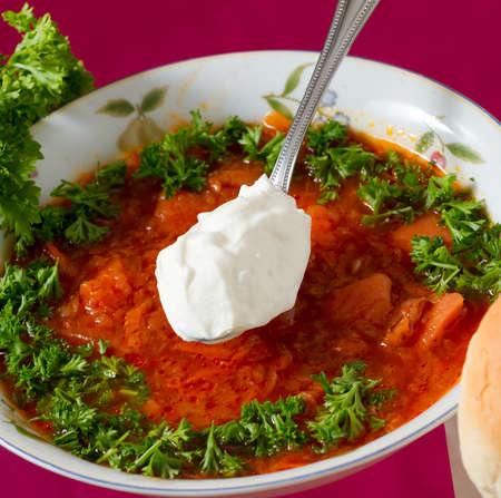  Borsch. Russian and Ukrainian red soup.の写真素材