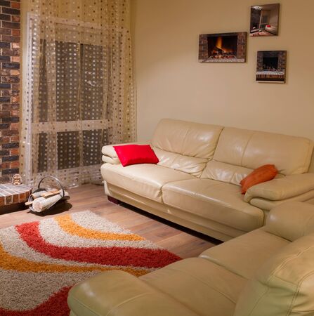 Interior design of living room in a new houseの写真素材