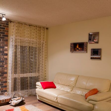 Interior design of living room in a new houseの写真素材