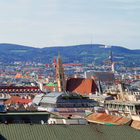 High resolution panorama of Vienna from Stephansdom - cityscape of Austrian capital city.の写真素材