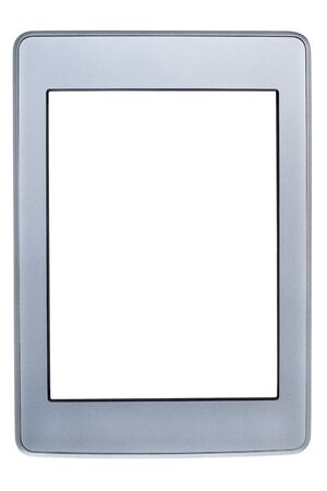 Touch screen tablet with blank white screen, isolated on white backgroundの写真素材