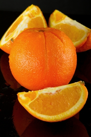 Orange Fruit in black backgroundの写真素材