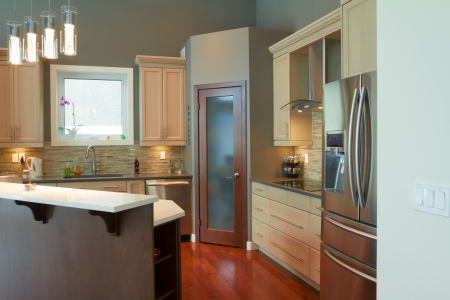 Interior design of modern kitchen  in a new houseの写真素材