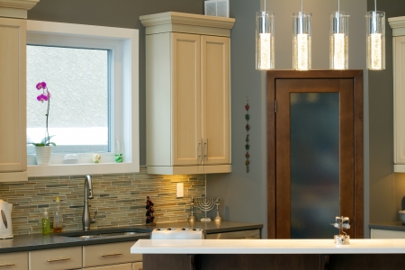 Modern kitchen Interior design  in a new houseの写真素材