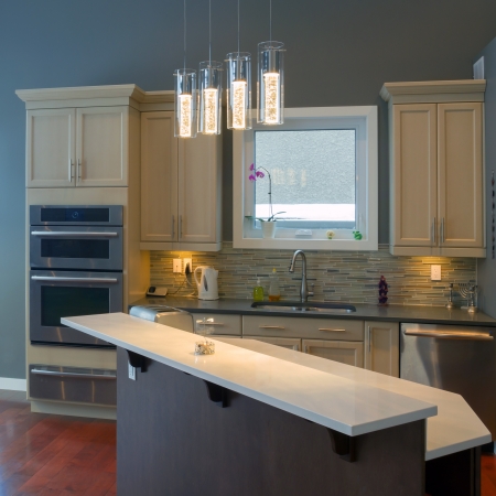 Modern kitchen Interior design  in a new houseの写真素材
