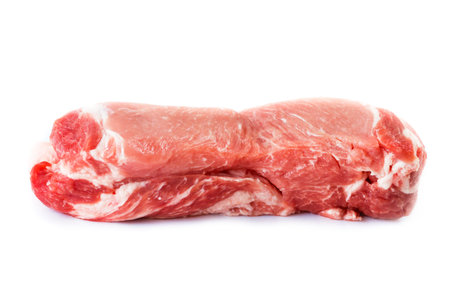 Crude shoulder pork on a white backgroundの写真素材