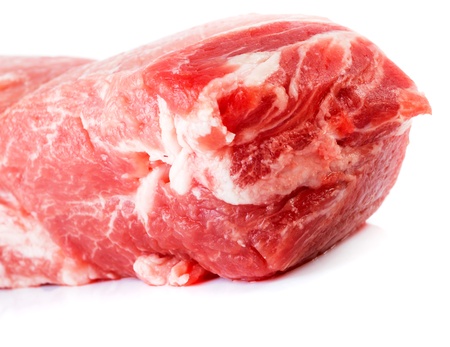 Crude shoulder pork on a white backgroundの写真素材
