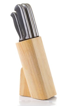 Set of kitchen knifes on white backgroundの写真素材