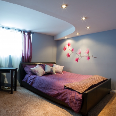 Bedroom with furnishing in a new house.の写真素材