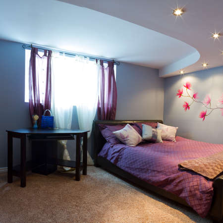 Bedroom with furnishing in a new house.の写真素材
