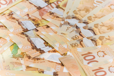 Background made up of Canadian banknotesの写真素材
