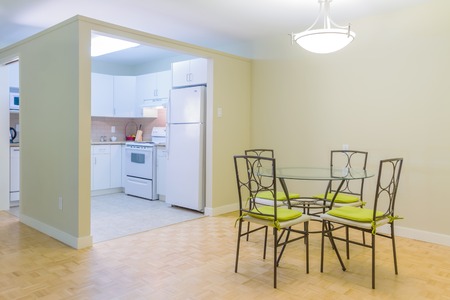 Interior design of modern kitchen and Living room in a new houseの写真素材