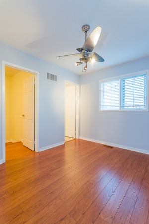 Empty Master Bedroom after renovation in a New Townhouseの写真素材