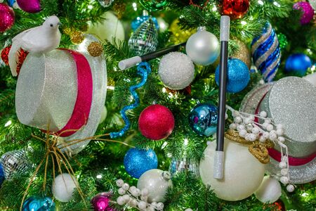 Decorated Christmas tree background. New Year 2016の写真素材
