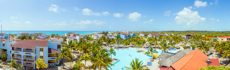 Panoramic View on hotel and swimming pool, Cayo Largo. Cubaの写真素材