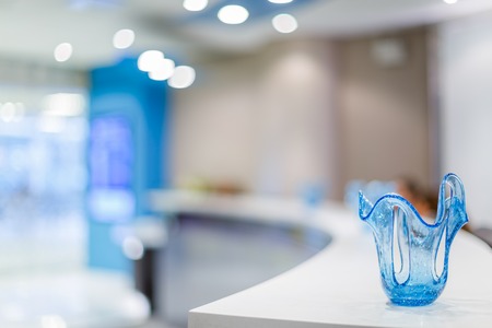 Reception Interior with beautiful blue vase and blured backgroundの写真素材