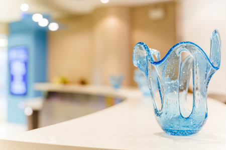 Reception Interior with beautiful blue vase and blured backgroundの写真素材