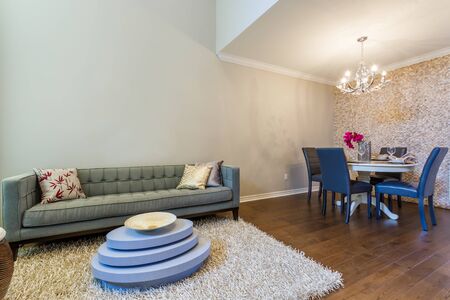 Modern living room interior design with dinning setの写真素材