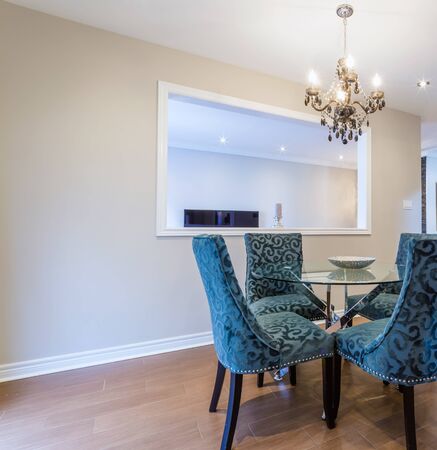 Modern dinning room with table and chairsの写真素材