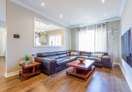 Modern living room interior design with sofa and tvの写真素材