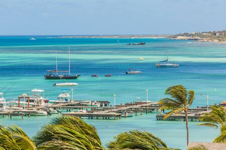 Palm Beach at Aruba. View from Hotelの写真素材