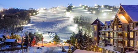 Blue Mountain Village in winterの写真素材