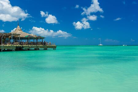 Palm beach at Aruba islandの写真素材
