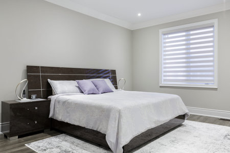 Bedroom interior in a new house. Interior design