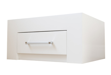New furniture, bedside table with drawer, close-upの写真素材
