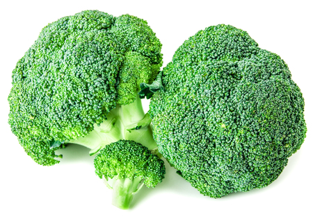 2 separate small broccoli isolated on white background 6 as package design elementの写真素材