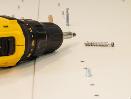 marking, drilling and production of furniture, accessories and tools close up