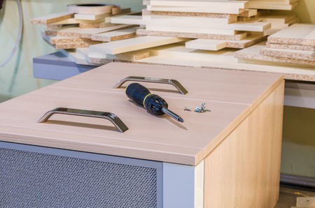 Assembling and installation of kitchen hoods in furnitureの写真素材