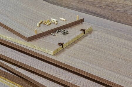 Bonding and assembly of furniture on the wooden pinsの写真素材