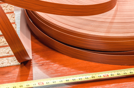 board chipboard cut parts for furniture production close-upの写真素材