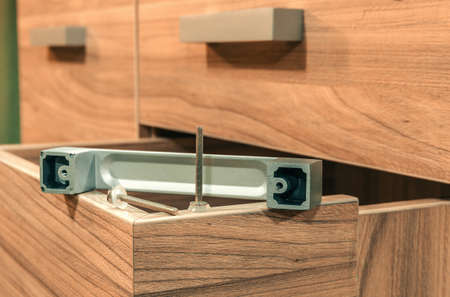 Bonding and assembly of furniture on the wooden pinsの写真素材