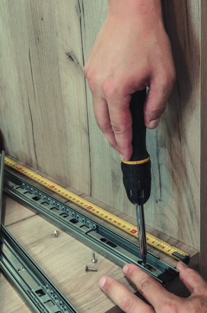 Assembling of furniture closeup