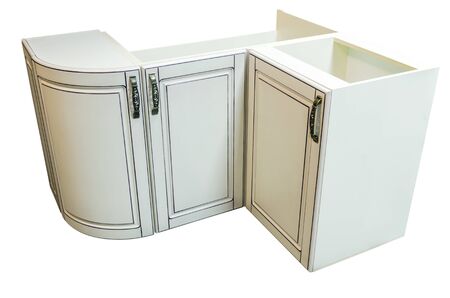 Wooden cabinet furniture with drawers on a white backgroundの写真素材