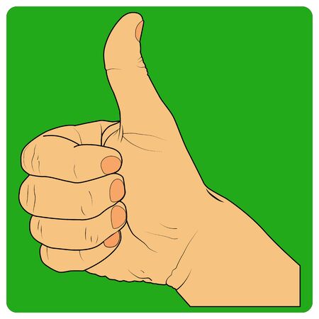 Gesture, hand shows cool on green background, Like vectorのイラスト素材