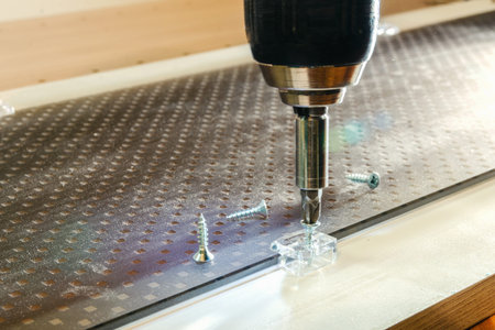 The carpenter processes the blanks for the manufacture of furniture. Splitting PVC ends