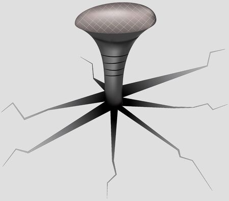 Drawing of a metal nail driven into the surface, close-upのイラスト素材